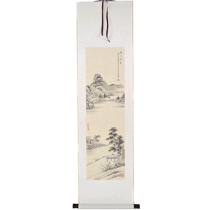 手绘国画国画真迹卷轴挂画山水画