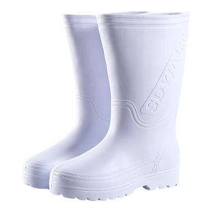 白色食品卫生靴平底防滑耐磨耐酸碱雨鞋中高筒靴防油防滑雨靴劳保