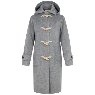 哈吉斯可脱卸牛角扣大衣女