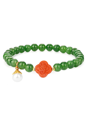 天然和田玉四叶福手串女款