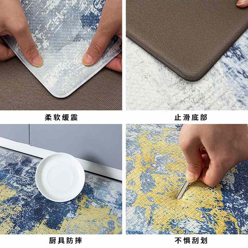 新品PVC厨房油画风地毯防滑门垫脚垫家用8mm垫子易打理可批发防水