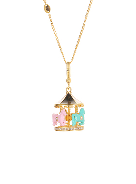 旋转木马吊坠项链挂坠字母水晶女