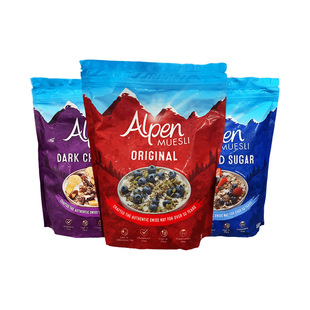 原装进口英国Alpen谷物营养泡牛奶早餐黑巧水果坚果麦片500g
