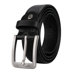 袋鼠皮带男款真皮针扣纯牛皮男士腰带2026新款送爸爸男式裤带正品