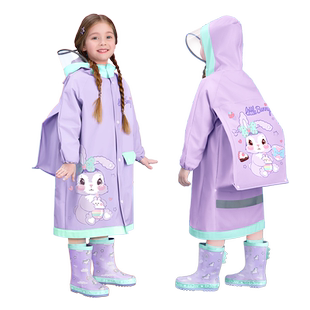 儿童雨衣女童女孩小学生上学专用加厚2024新款带书包位中大童雨披