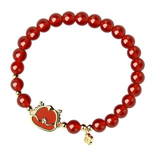 宫里上新手链女纯银红玛瑙手串本命年红色天然送妈妈生日新年礼物