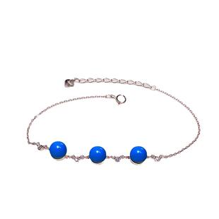 边记琥珀戴妃四叶草墨西哥蓝珀手链纯银S925葫芦海豚满天星珠串女