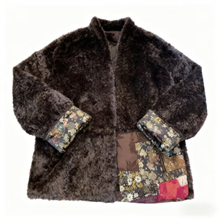 拉贡皮草皮毛一体皮草外套新中式国风女装冬季新款刺绣拼接上衣