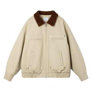 MUCMUKN【美式巴恩】复古松弛工装水洗夹克外套铆钉翻领男童26春