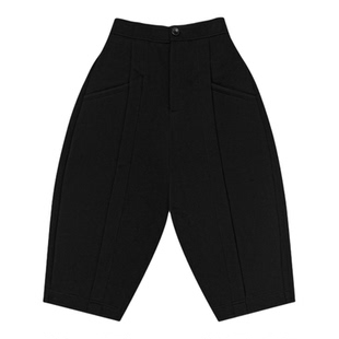 南北贝黑色宽松卫裤女冬季高腰低档七分裤廓形休闲裤松弛感哈伦裤