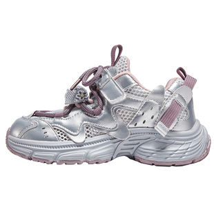 七波辉女童运动鞋2026新款夏季单网女童鞋透气网面女孩儿童老爹鞋