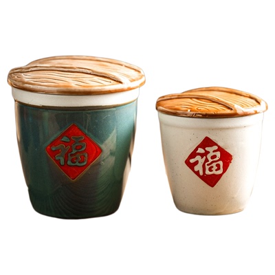 中式盐罐福字调味缸佐料调味罐子