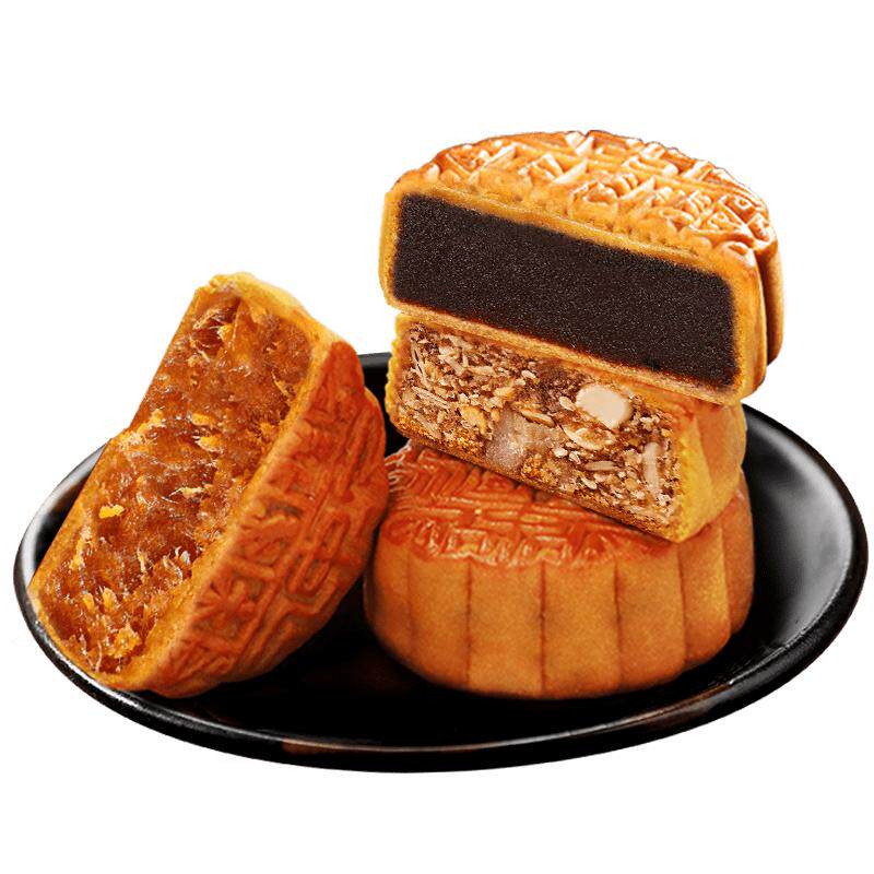 杏花楼多味散装广式月饼上海豆沙五仁咸蛋黄肉松金桔火腿100g*6 松火实拍商品图