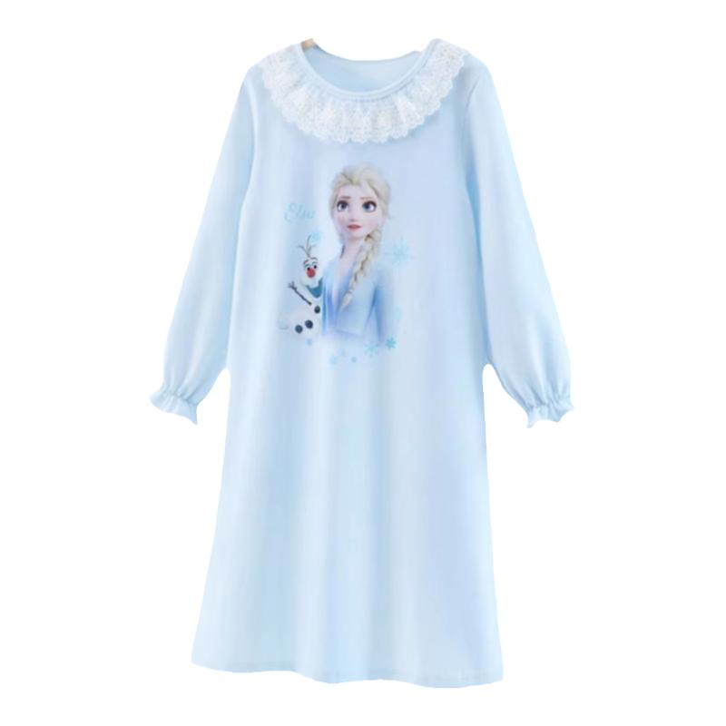 冰雪奇缘女童睡衣秋天爱莎女王睡裙长袖连衣裙薄款Elsa公主家居服