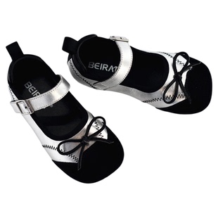 贝然童鞋儿童真皮女童银色黑色休闲鞋女童皮鞋小童鞋软底女宝宝鞋