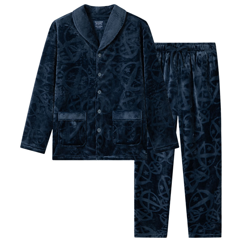 舒雅男士法兰绒家居服套装