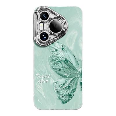 水晶蝴蝶适用华为手机壳羽纱