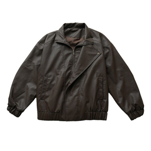 Tobefly美式复古结构拼接皮衣2025秋季新款高街痞帅宽松短款外套