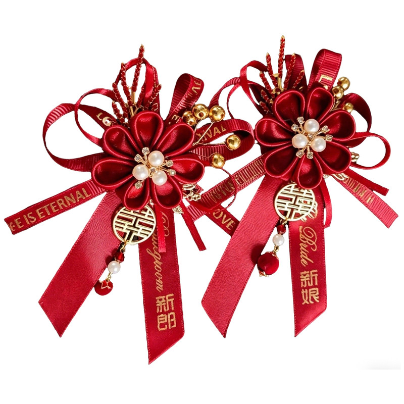 结婚胸花，新郎新郎婚礼胸针套装