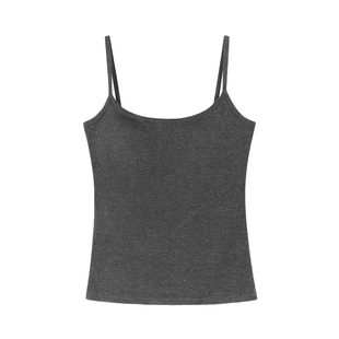 馨帮帮Bra 简约纯色磨毛保暖吊带背心女修身显瘦带胸垫一体打底衫
