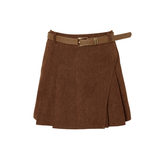 DPLAY【惠品】2025秋季新款棕色半身裙复古气质灯芯绒裙子半裙女