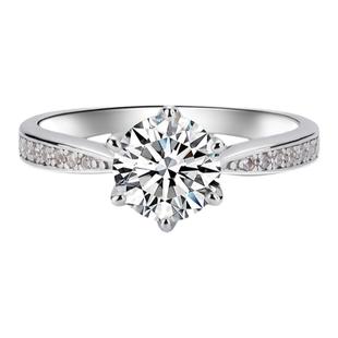 右手等待微镶六爪D色1克拉莫桑钻轻奢高级感纯银莫桑石求婚戒指女