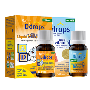 【自营】Ddrops滴卓思婴幼儿维生素D3滴剂+VAD滴剂新生儿促钙吸收