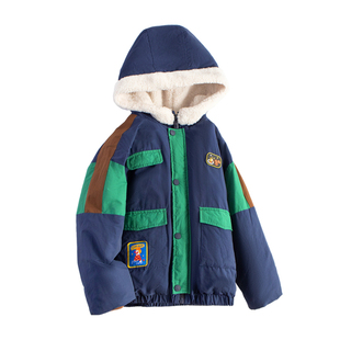 viciusss丸社男童棉服2025新款冬季儿童加厚保暖连帽外套上衣棉衣