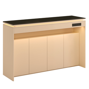 客餐厅实木吧台柜茶水柜一体多功能厨房岩板岛台柜隔断柜定制9E86