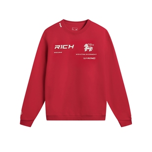 李宁马上有钱卫衣女春季2026新款情侣新年长袖马年红色运动上衣男