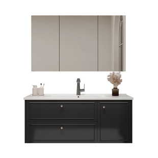 法式浴室柜组合黑色洗手盆柜洗漱台洗脸盆陶瓷盆智能卫浴定制卫浴