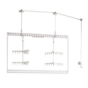 手摇晾衣架双层升降式侧装阳台家用顶装防风悬挂式衣架一根晾晒杆