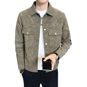 秋季皮衣男士外套2024新款翻领潮牌帅气高级感机车衣服男款皮夹克