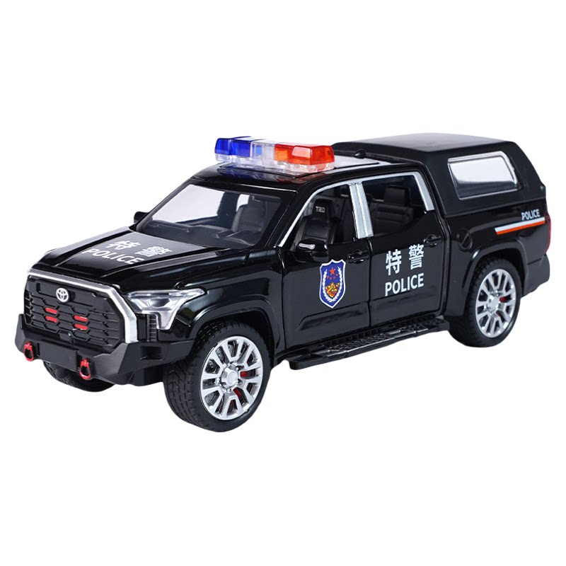 仿真合金丰田皮卡车110警车男孩声光回力工程救援车城管车玩具车