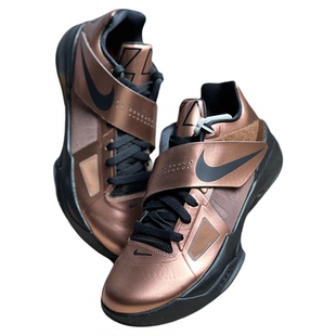 Nike耐克KD4篮球鞋男实战耐磨透气气垫运动鞋黑棕色FZ5913-800