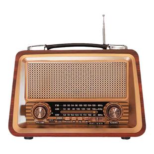木质复古收音机FM/AM/SW三波段调频便携式蓝牙插卡U盘迷你音响