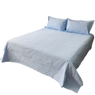 山东优质老粗布棉麻床单大炕加厚加密小格子纯棉超大号被单定做