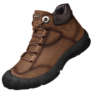户外爬山越野男鞋真皮透气高帮登山鞋春秋防水防滑耐磨减震徒步鞋