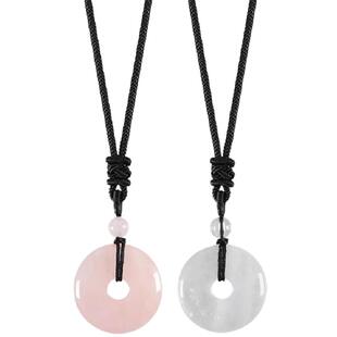 zeroline粉水晶平安扣吊坠女款情侣项链白水晶毛衣链轻奢生日礼物