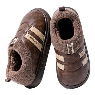 大嘴猴棉拖鞋女款冬季新款包跟防水加绒外穿情侣棉毛拖鞋保暖鞋男