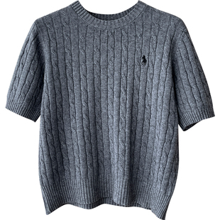 日韩系复古老钱风马刺绣羊绒麻花针织衫女秋内外百搭叠穿打底毛衣