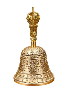 藏铃黄铜雕花静心铃禅意摆件