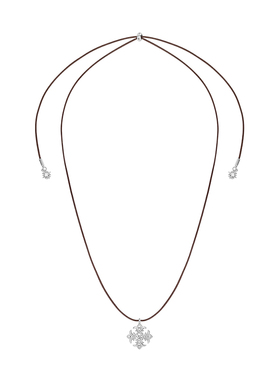 原创鸢尾花皮绳锁骨链女925纯银