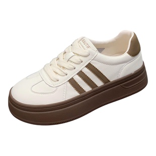 真皮厚底板鞋女2025年秋季新款小白鞋韩版百搭透气运动休闲德训鞋