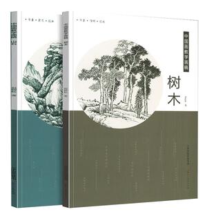 中国画教学画稿山石树木2册石涛白描倪瓒龚贤沈周王翚仇英名画家教学艺术教材自学教程绘画技法书籍 官方旗舰 天津人美