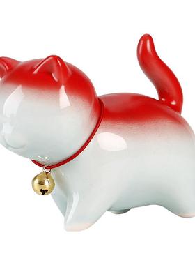 可爱风小猫咪盆栽纸镇笔架白瓷