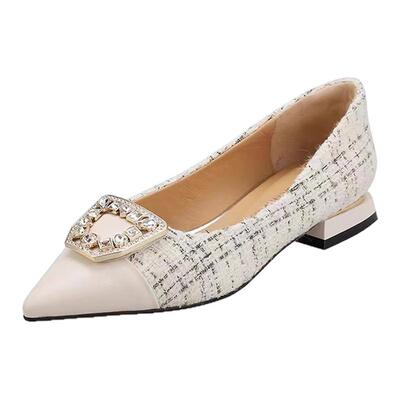 诺贝达水钻饰扣轻奢女鞋单鞋