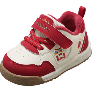 【狮来运转】牧童学步鞋2025冬季新年红色女童加绒宝宝面包鞋男童