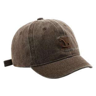 美式短檐帽男复古水洗牛仔做旧软顶短沿帽显脸小日系棒球帽女潮牌