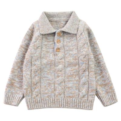 三股特厚花色纯羊绒翻领毛衣